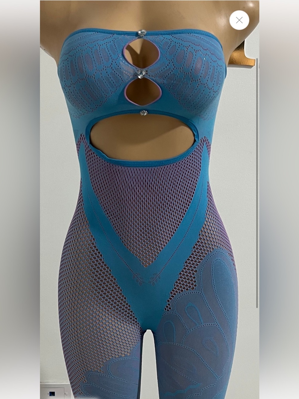 Teal and Purple Cutout One-Piece Swim Bodysuit